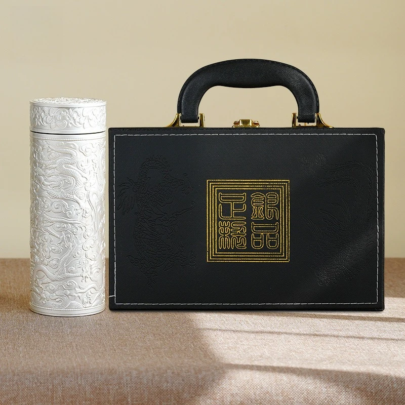 Silver Jiulong Snowflake Pure Water Embossed 999 Silver Insulated Cup
