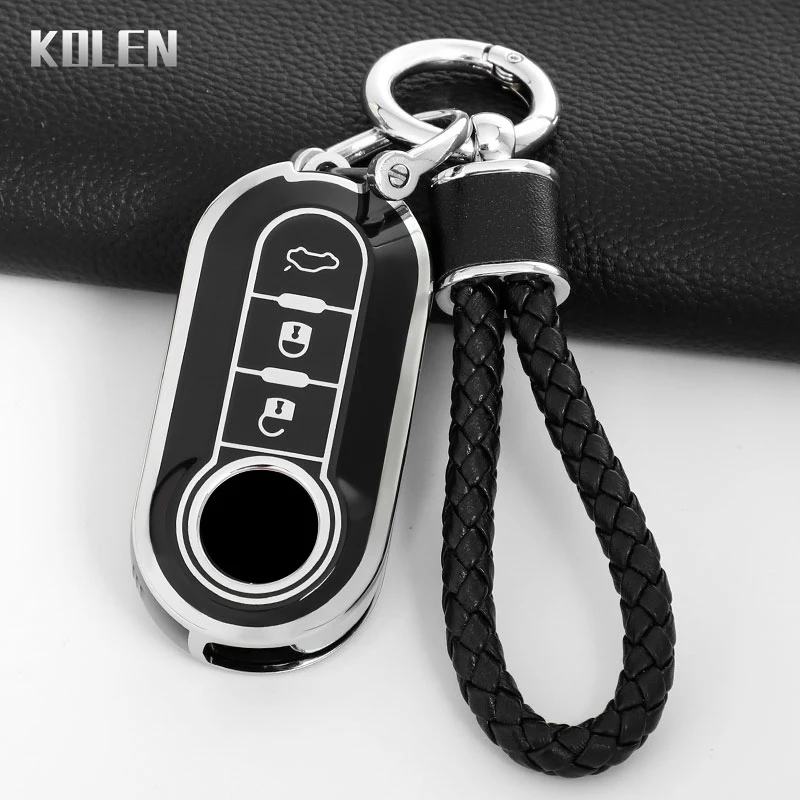 Tampa da chave do carro TPU, Shell Fob para Fiat 500, Ducato, Panda, 500L, Punto, Lancia, Musa, Citroen Jumper, Peugeot Boxer