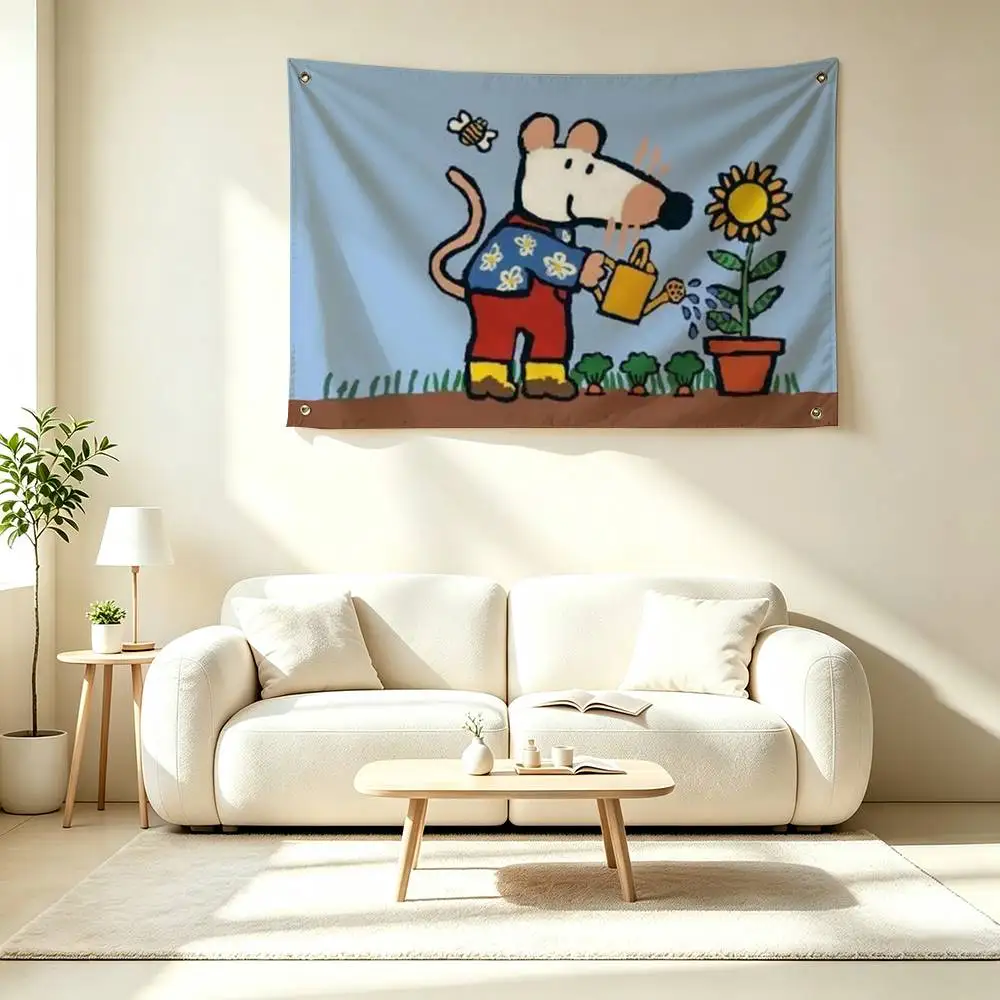 C-Cute Hand Drawn Maisy Mouse  Flags Wall Hanging Tapestry Outdoor Garage Room Decorative flag Background Blanket