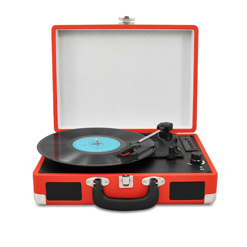 

Professional Wholesale High End Wood Stereo Vintage Portable Bluetooth Suitcase Vinyl Records Player Phono Turntable