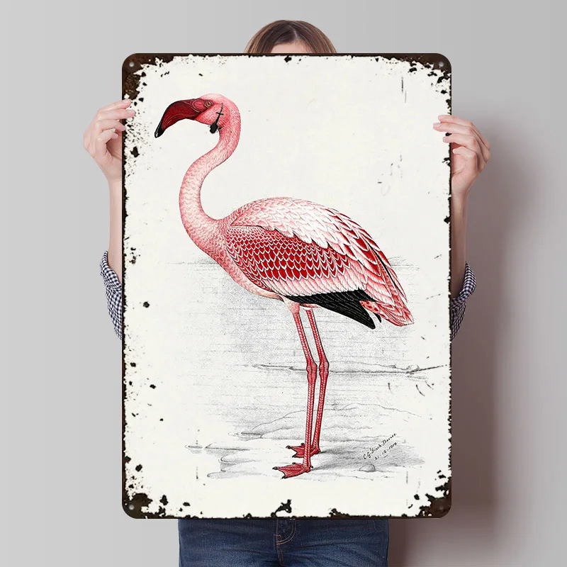 Vintage Flamingo Metal Poster Custom Wall Art Retro Vintage Tinplate Signs for Man Cave Bathroom Decor Home Decoration Luxury