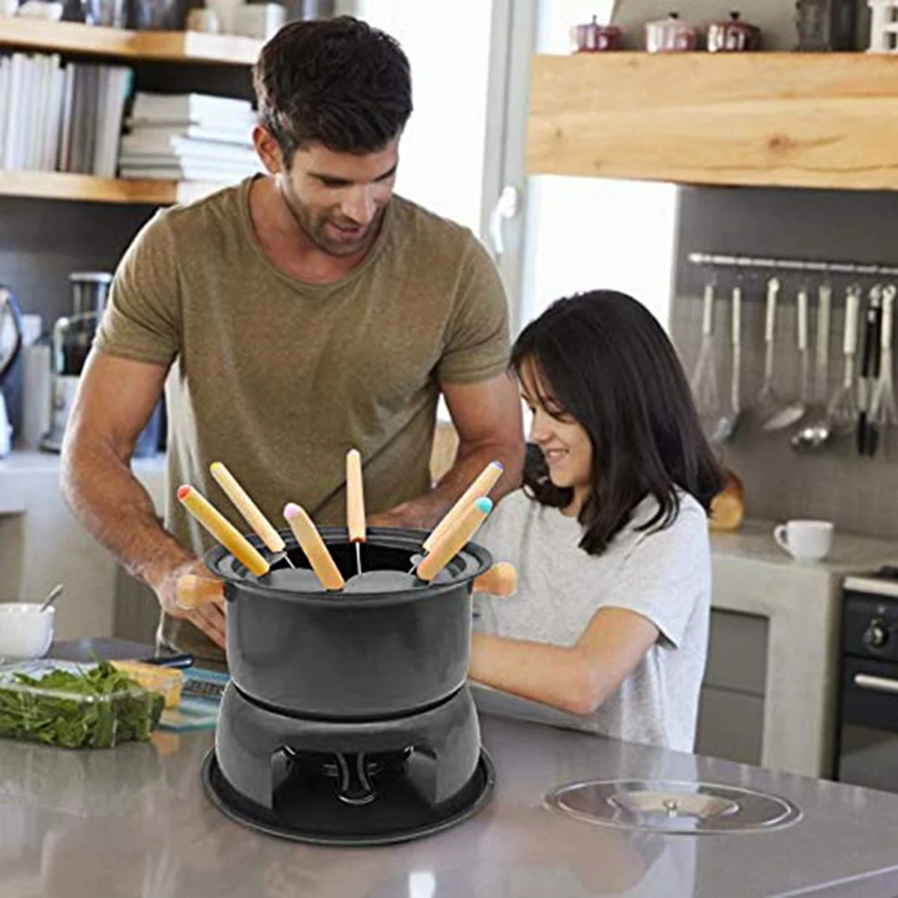 Mini Stainless Steel Fondue Pot Set Cheese Chocolate Fondue 6 Dipping Forks And Removable Pot Melts Candy Sauce Dip Top-Rated