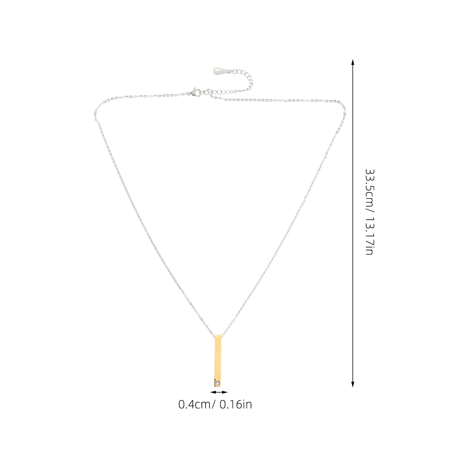 Vertical Bar Pendant Necklace Stainless Steel Couple Jewelry Rhinestones DIY Craft Valentine's Day Mothers Day