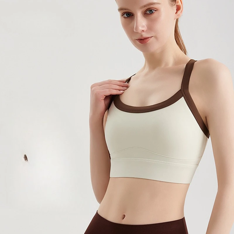 Спортивный бюстгальтер для женщин, формованная чашка, высокий удар для женщин, большой бюст, пришитый в подушечках, жилет для бега в тренажерном зале для йоги