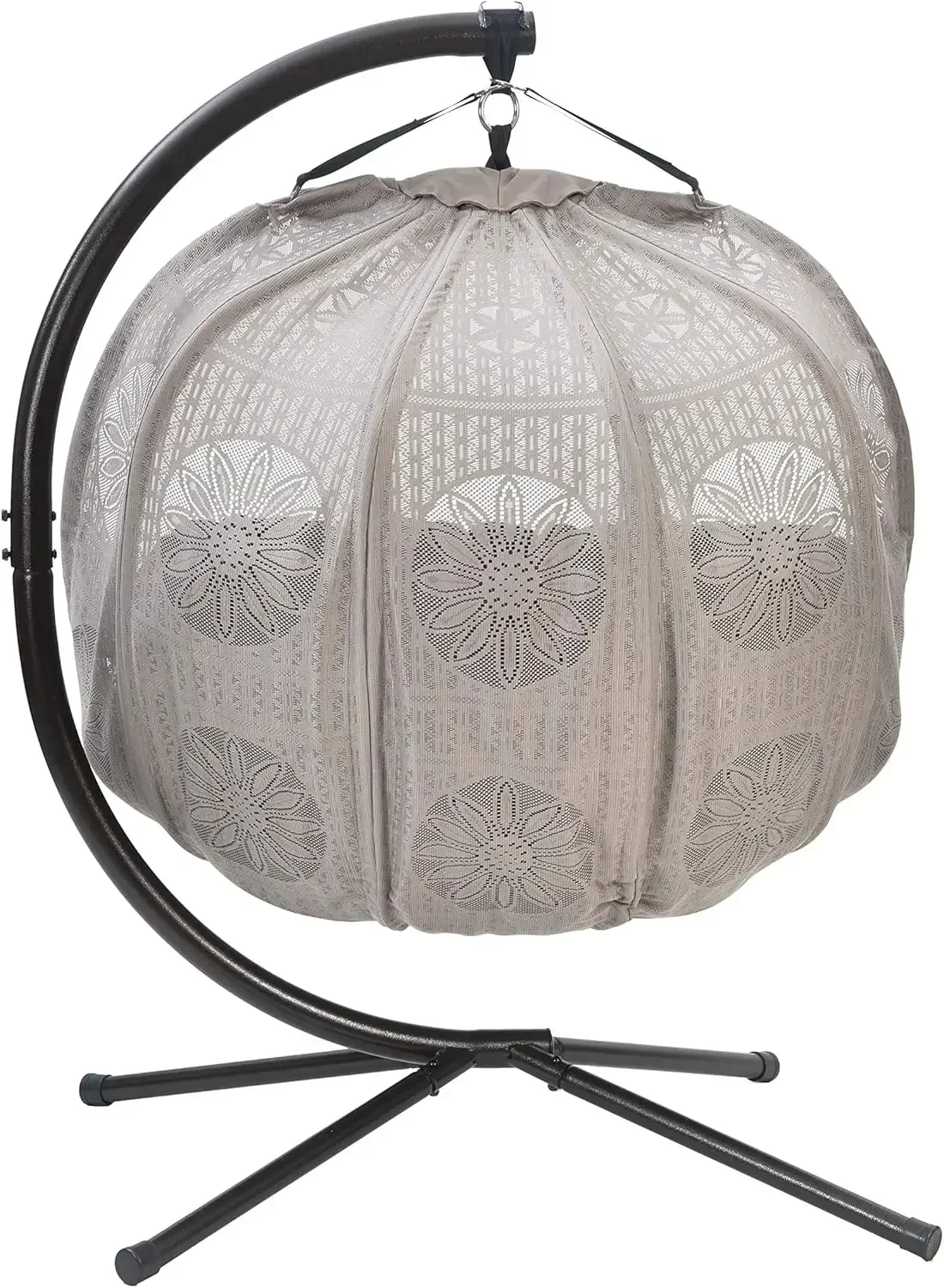 FlowerHouse Hanging Pumpkin Patio Chair Stand and Cover, Dreamcatcher Black Cushion