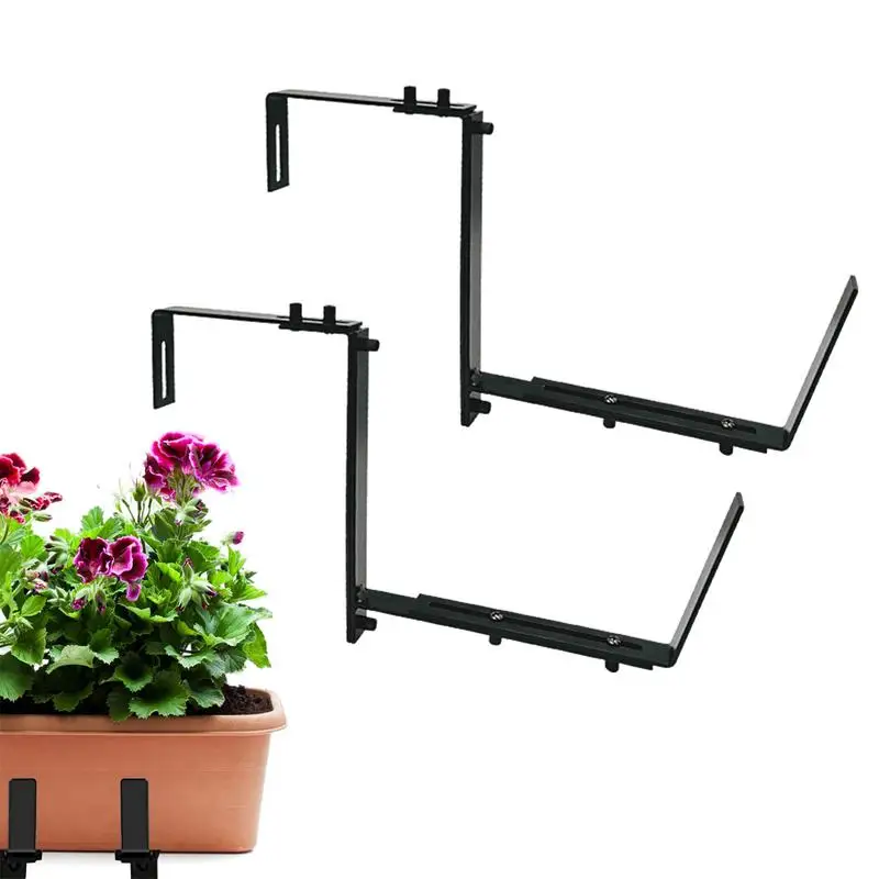 

Adjustable Planter Box Brackets 2PCS Adjustable Metal Railing Planter Bracket Heavy Duty Balcony Plant Holder Fence Planter Box