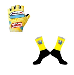 Mercatone Uno TEAM Retro Classic  One Pair Half Finger Cycling Gloves + ONE PAIR CYCLING SOCKS