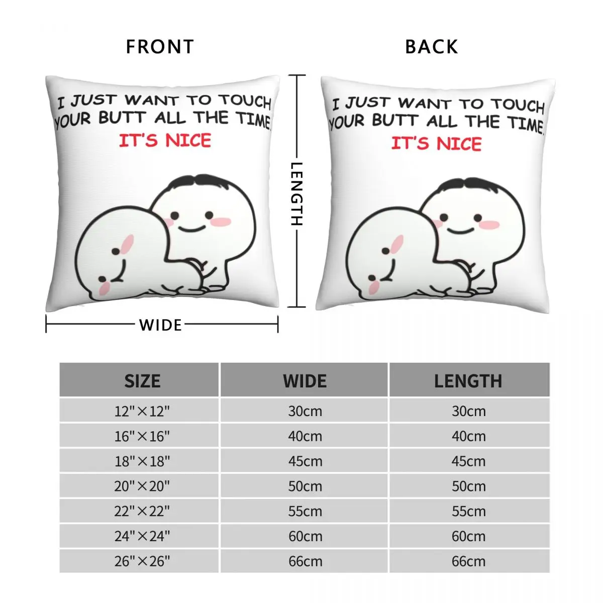 Touch Your Butt Pillowcase Polyester Linen Velvet Pattern Zip Decor Pillow Case Home Cushion Cover