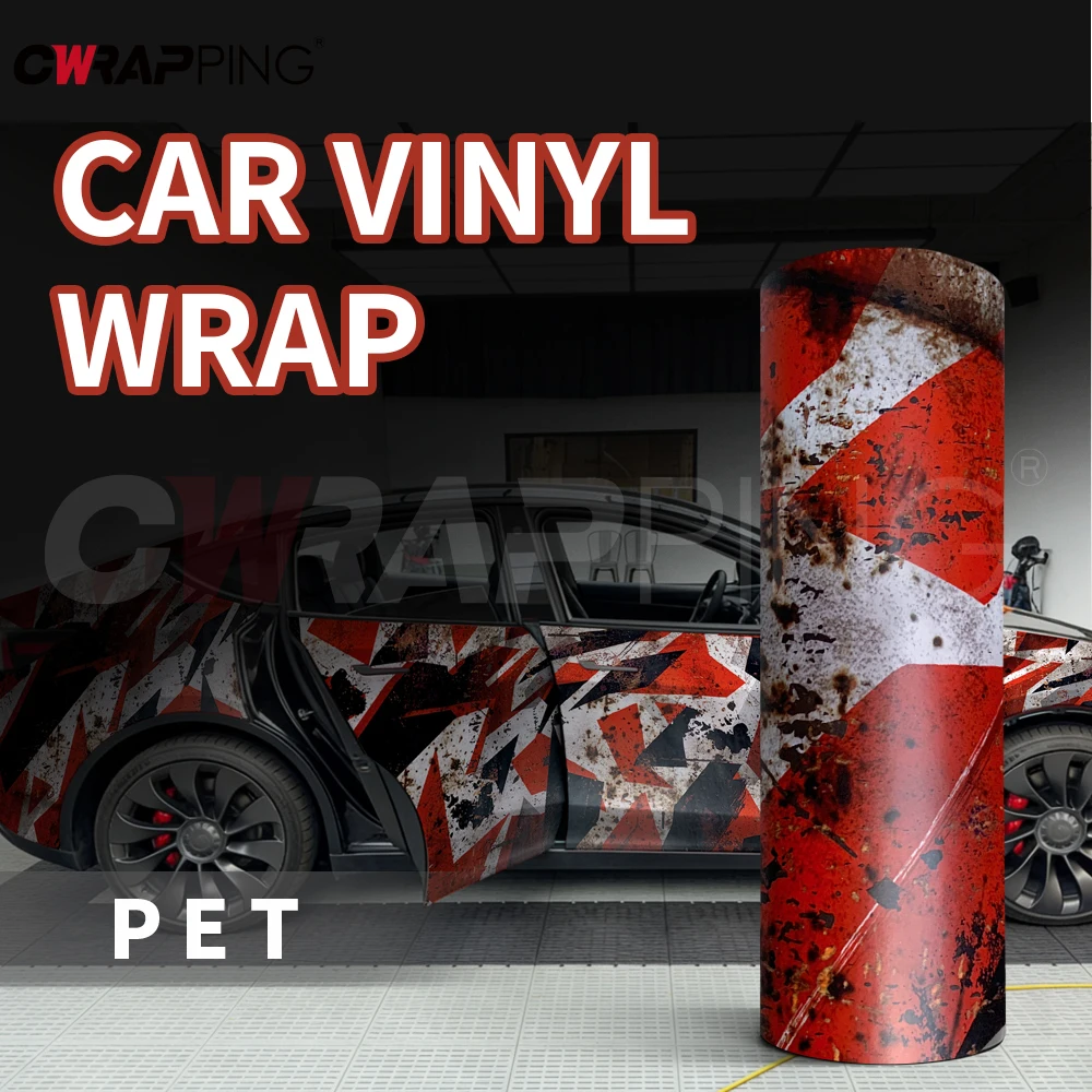 Motorcycle Adhesive Vinyl Paper for Car Body Films Vintage Rust Effect Vinyl Wrap Red Accessories Auto Geometry Camo Wrap Decals