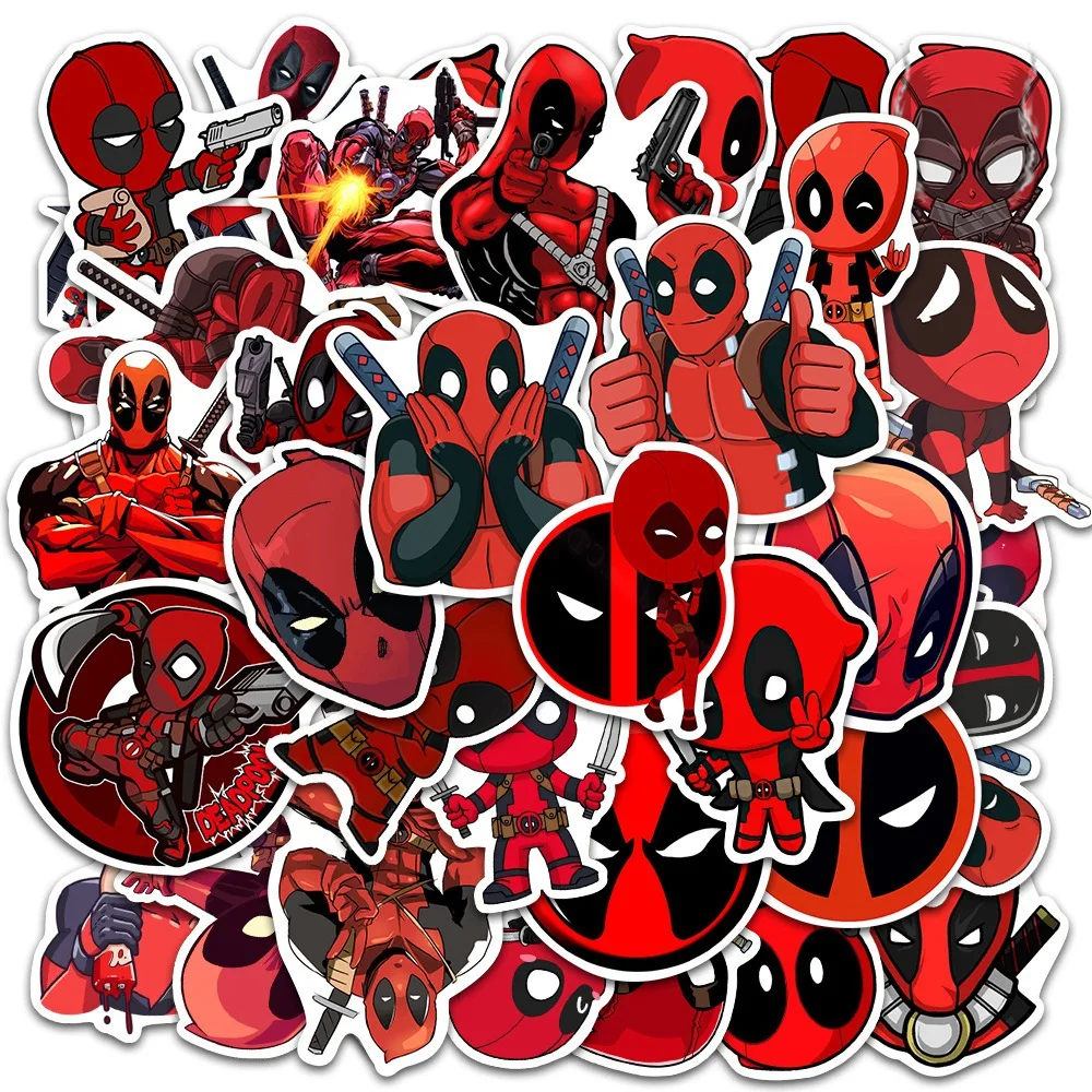 10/35 pçs dos desenhos animados disney deadpool adesivos para o caso do telefone bagagem skate portátil à prova dwaterproof água legal adesivo