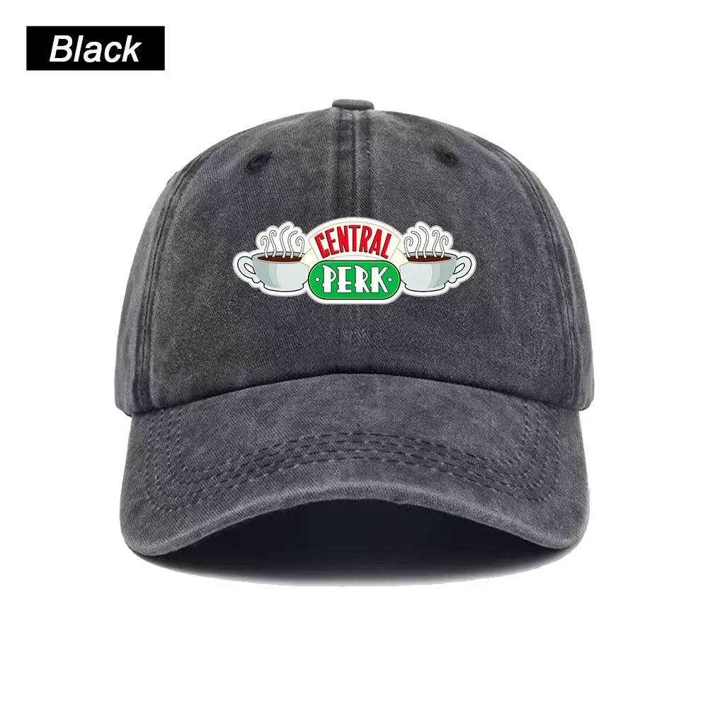 Vintage Washed Baseball Cap Central Perk Coffee Shop Logo Print Graphic Unisex Streetwear Casual Trucker Style Summer Cotton Hat