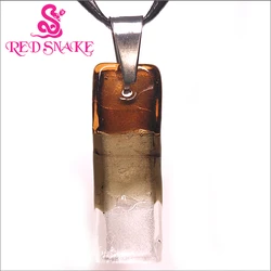 RED SNAKE Murano Glass Rectangular Strip Brown Color Pendant Necklace