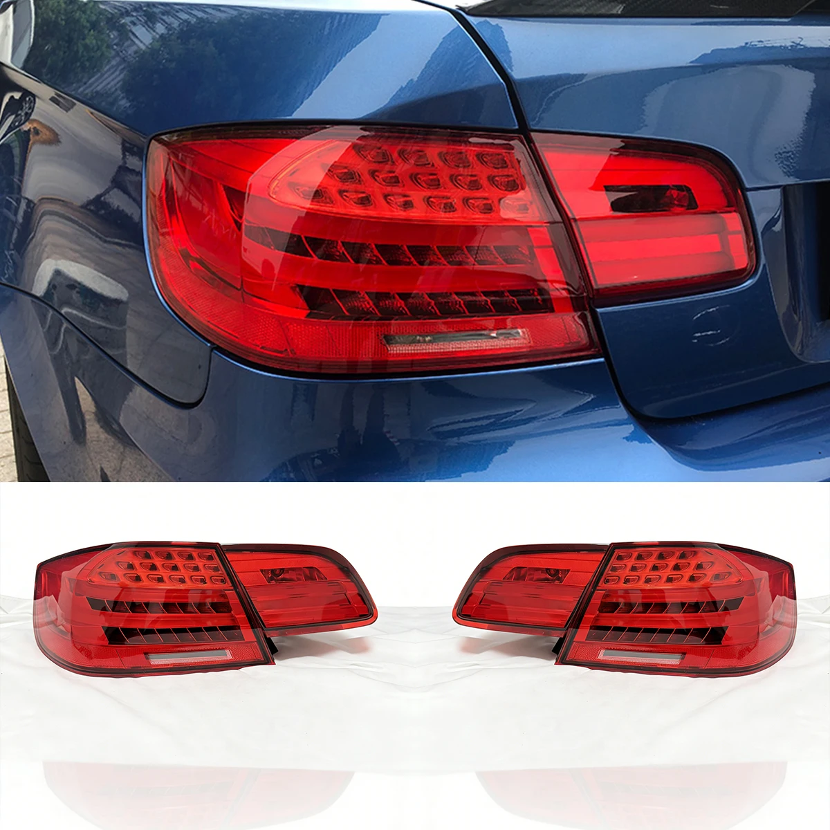 LED LCI Tail Light Assembly for BMW 3 Series M3 E92 2006-2013, Plug and Play Rear Lamp Retrofit Replacement