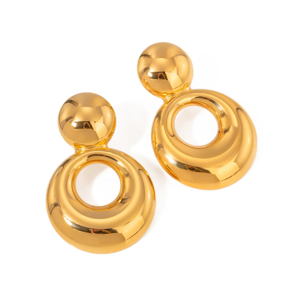 

Stainless Steel PVD 18K Gold Plated Tarnish Waterproof Ball Hoop Earrings For Woman Jewelry Wholesale INS