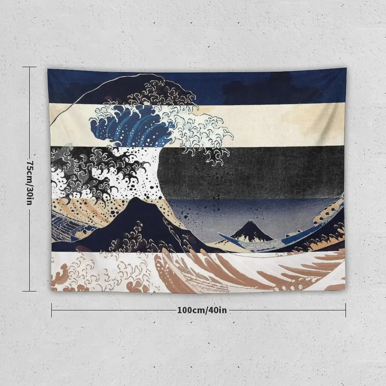 Great Wave Off Kanagawa Color Glitch Tapestry Decor For Bedroom Aesthetic Room Decors Tapestry