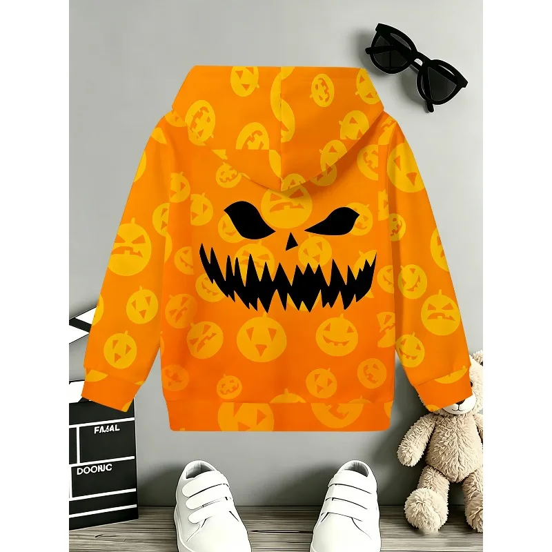 Toddler Boys Halloween Dinosaur Spider Pattern Hoodie Pullover Kids Fashion Casual Clothing for Outdoor Birthday Gift