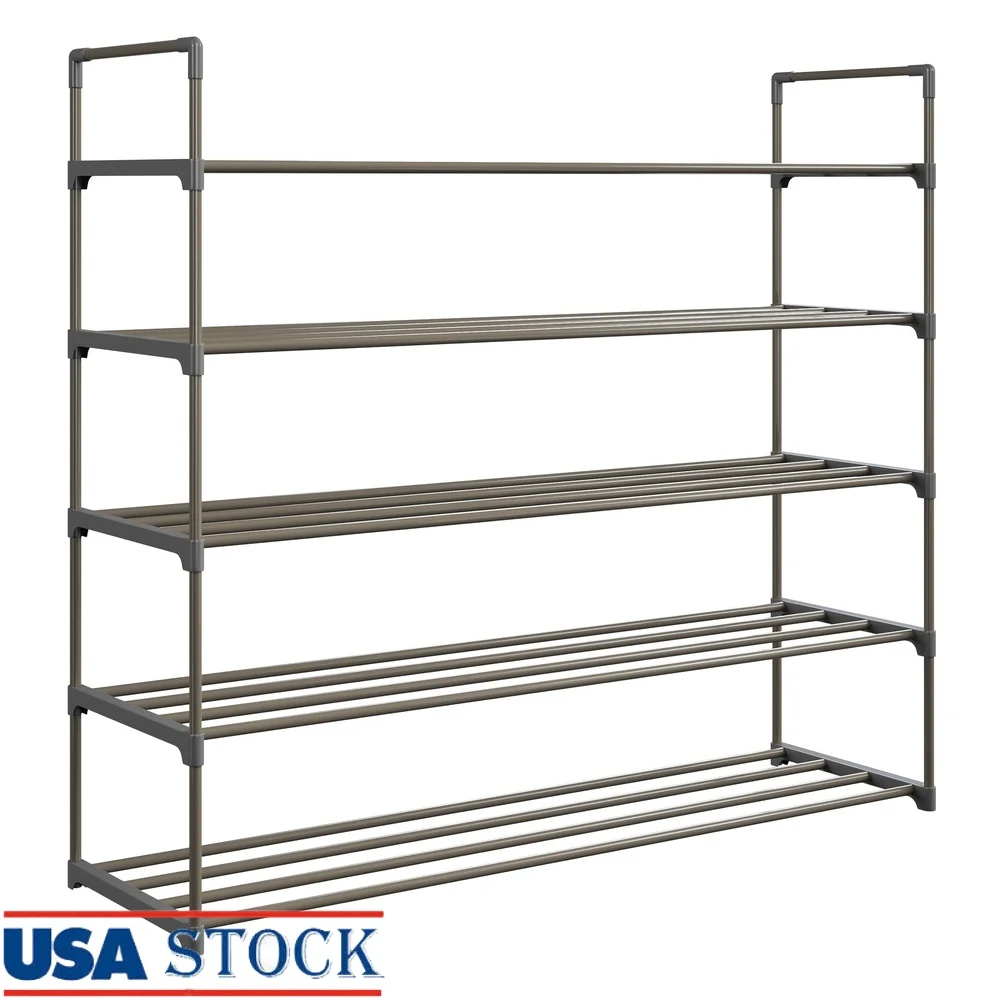 

5-Tier Shoe Storage Rack Organizer Closet Entryway Bathroom Durable Space Saving Shoe Shelf Holds 25 Pairs of Footwear