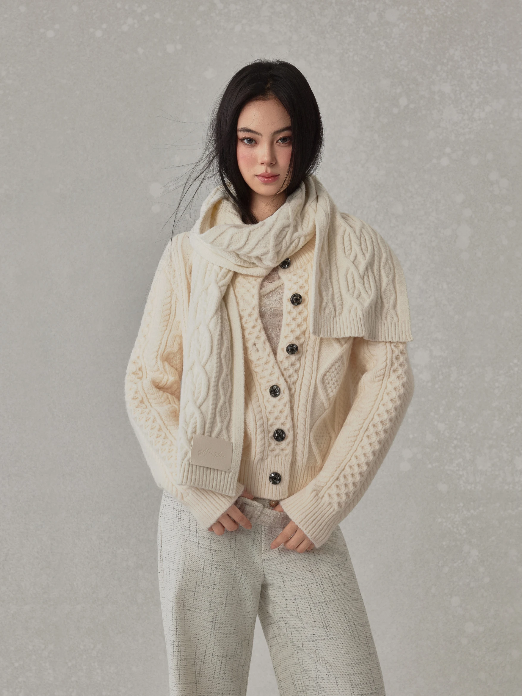 

Винтажный утепленный кардиган Noncestnon из плотной вязки с узором «косичка», женская осенне-зимняя модная верхняя одежда