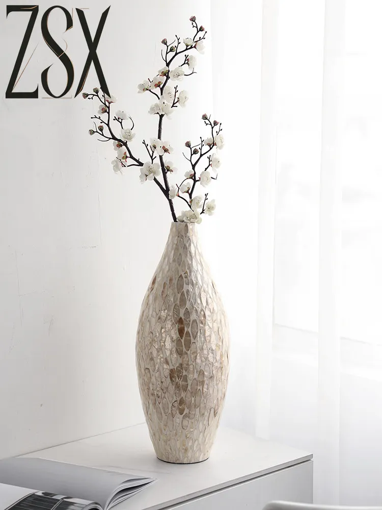 Natural Fritillary Decorative Vase Wabi Wind Shell Flower Arranger Home Advanced Desktop Ornament Niche Designer