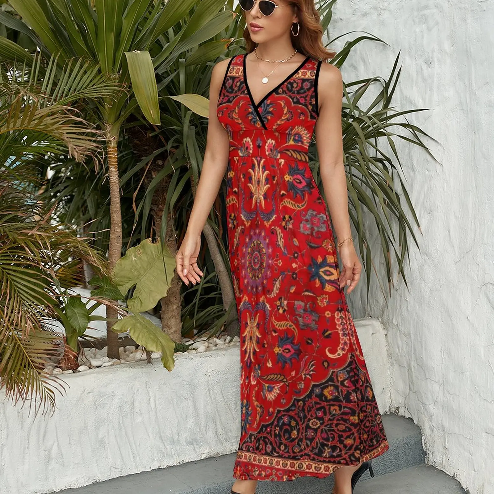 Antique Persian Rug Sleeveless Dress Women's evening dress long sleeve dresses