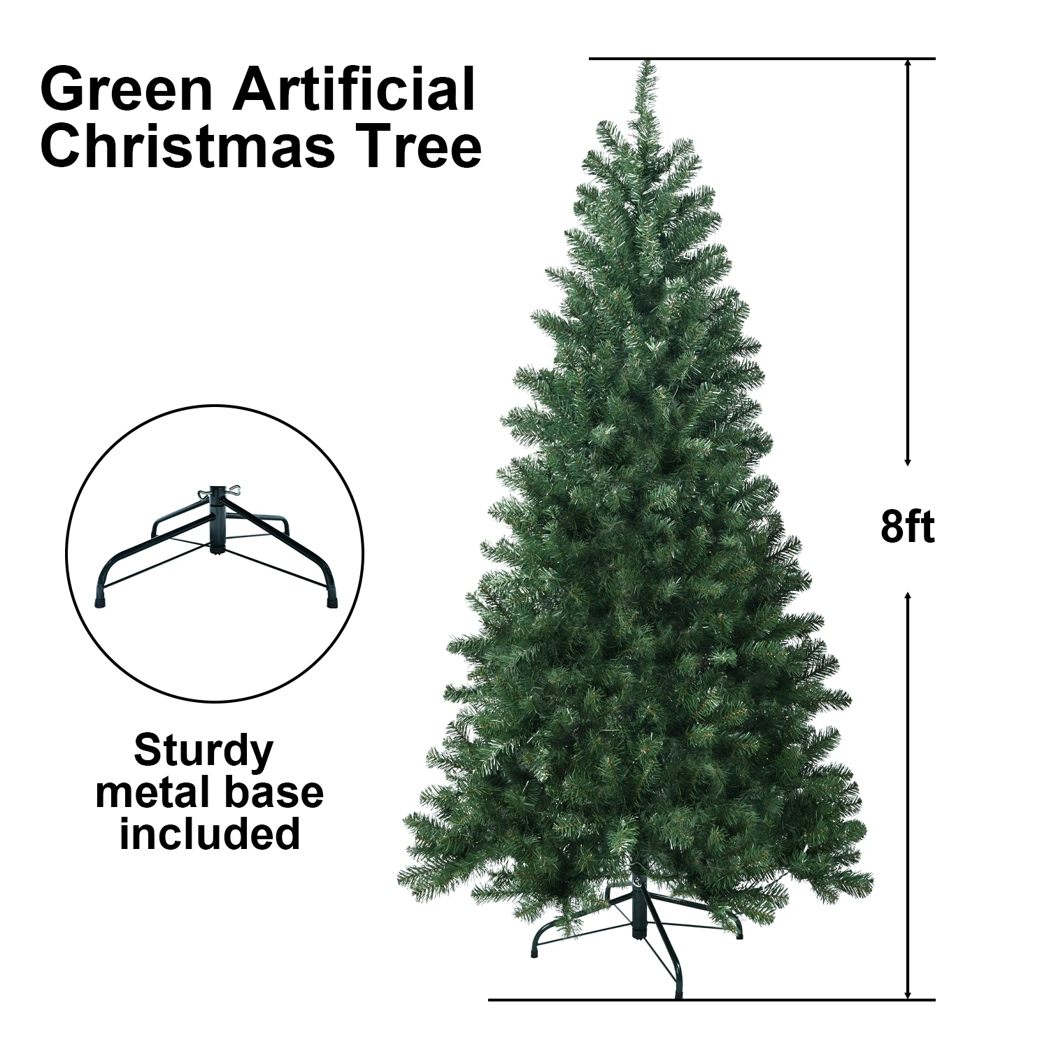 5/6/7/7.7/8FT Artificial Christmas Tree 1430 Branch Tips PVC Holiday Decoration Xmas Tree with Sturdy Metal Stand for Home