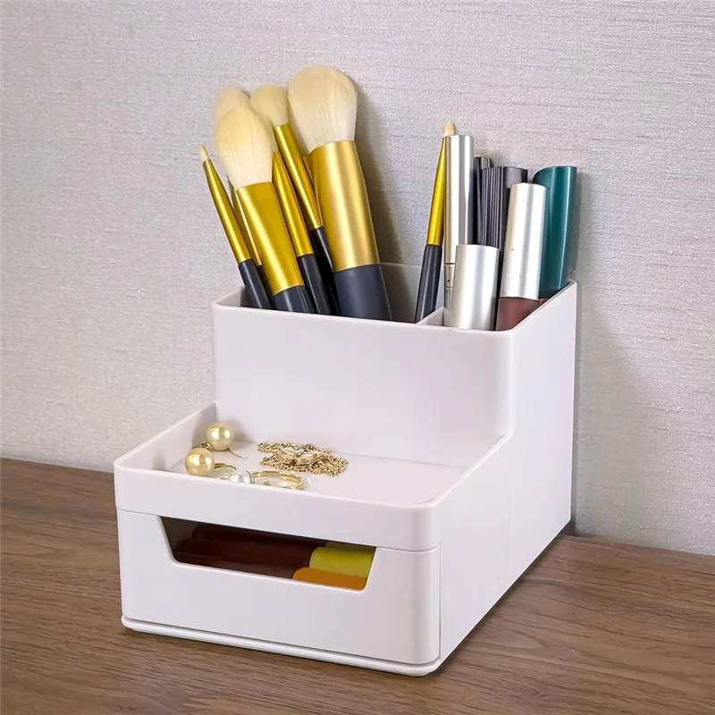 AT43-petit organisateur de porte-brosse de maquillage, Mini comptoir cosmétique, rangement de soins de la peau pour bureau, vanité, comptoir de salle de bain