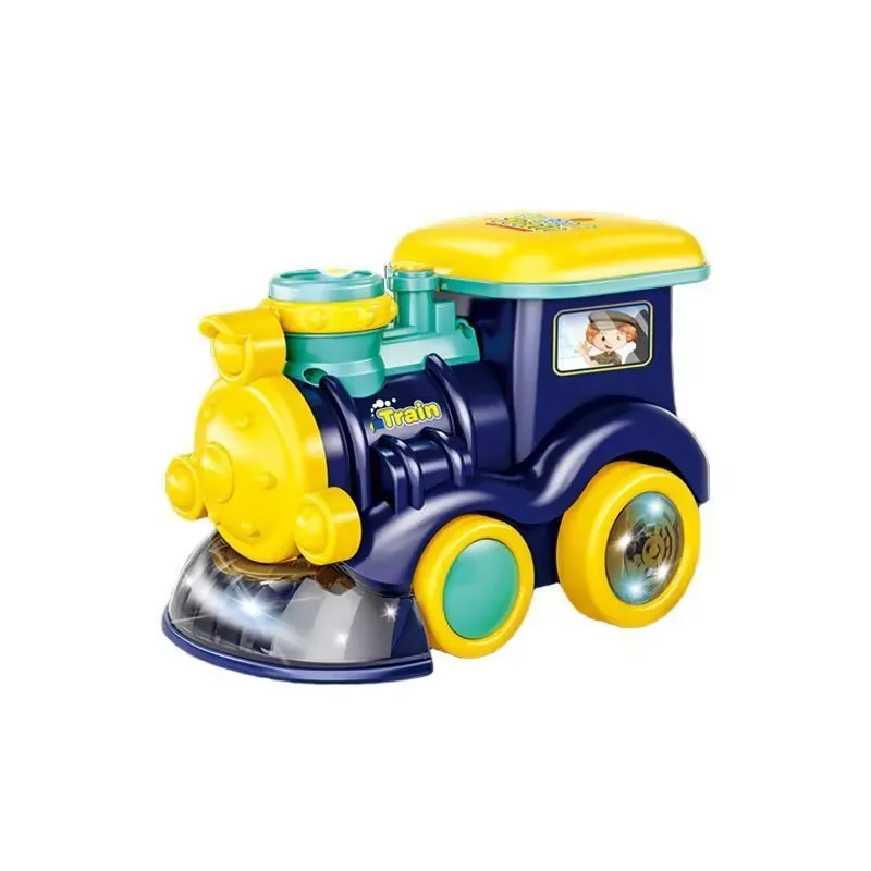 

Toy train, universal spray bubble, large train, glowing music, educational gift for boys and girls