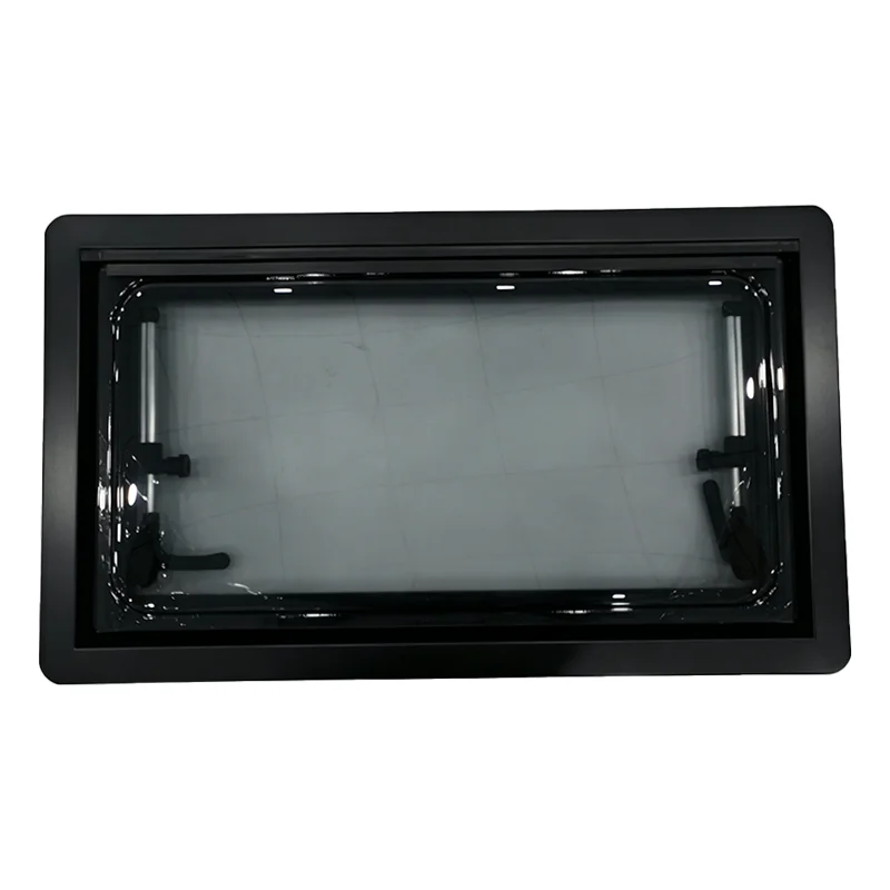 RV Caravan Windows Factory 500x300mm Right Angle Double Glazed Acrylic Push-out Venting Camper Trailer Windows With Black Hinge
