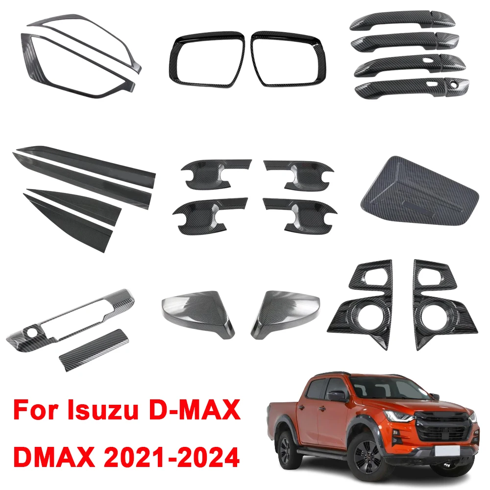 For Isuzu D-MAX DMAX 2021 2022 2023 2024 ABS Car Door Handle Bowl Cover Side Door Body Strip Trim Light Mirror Grill View Fuel