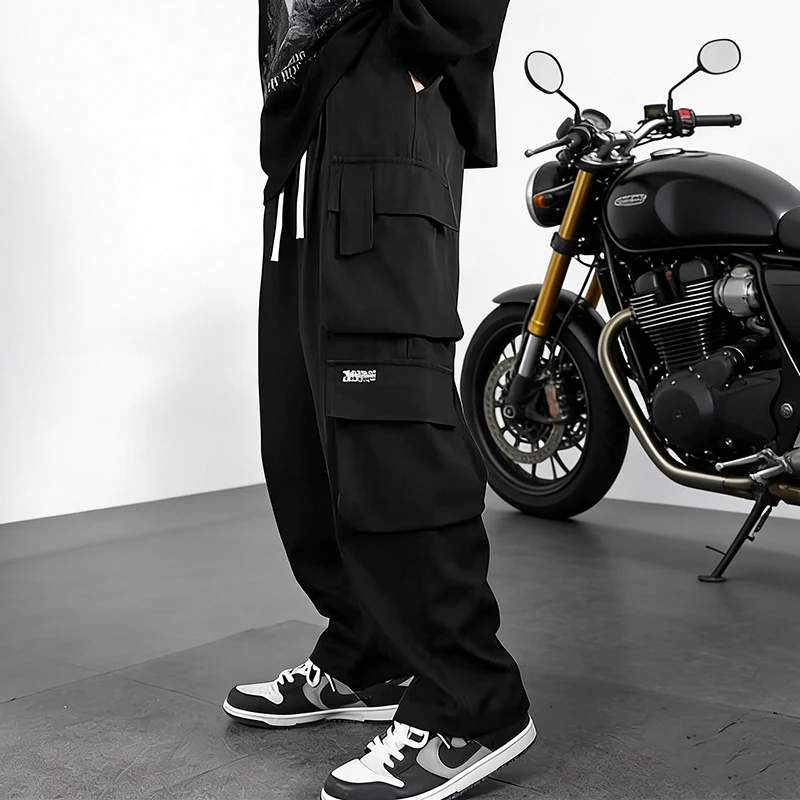 

Motorcycle Men's Pants Brand Clothing Workwear Wide Leg Pants Male Loose Hight Street Trendy Cargo Trousers Mens Bottom Hip Hop