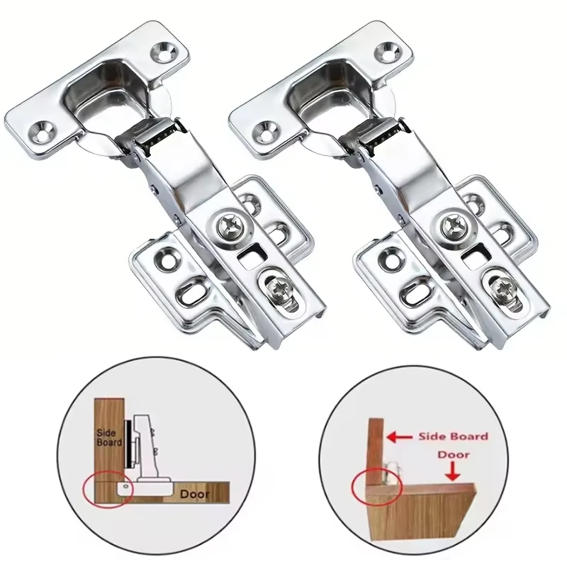 2 Pcs Cabinet Door Hinges Hydraulic Damper Buffer Soft Close Quiet Wardrobe Door Concealed Hinges