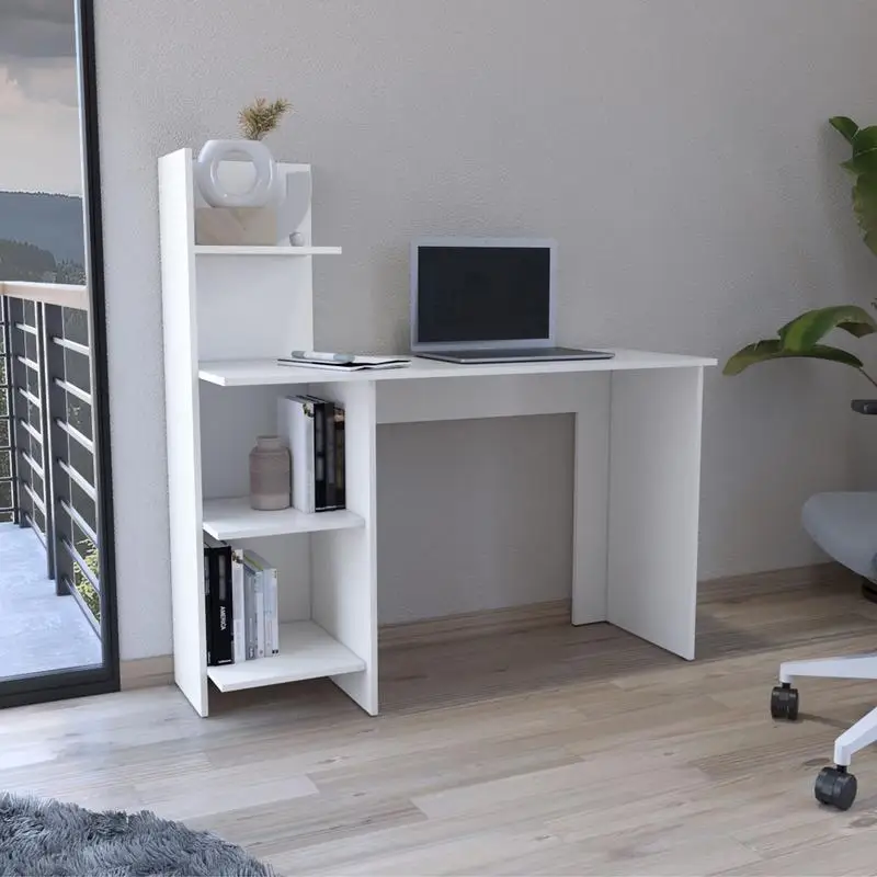 Writing Desk with Four Shelves, Modern Design for Home Office or Study