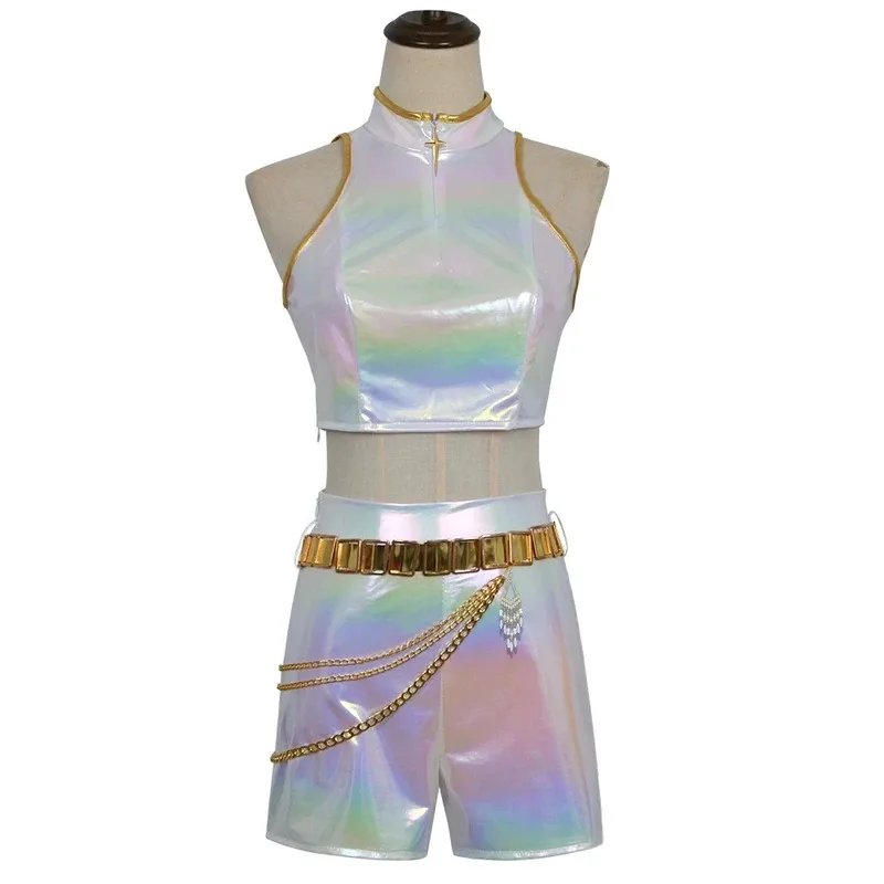 

2025 аниме демон Руми косплей костюм охотников топ для взрослых жилет шорты на цепочке наряды Хэллоуин карнавальный костюм для вечеринки женский детский 5ftu^