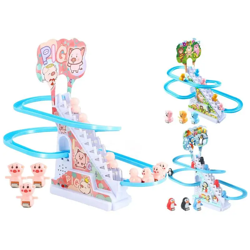 

Penguin Roller Coaster Penguin Go Racer Track Toys DIY Playful Roller Coaster Playset Christmas Birthday Track Toys With Slide