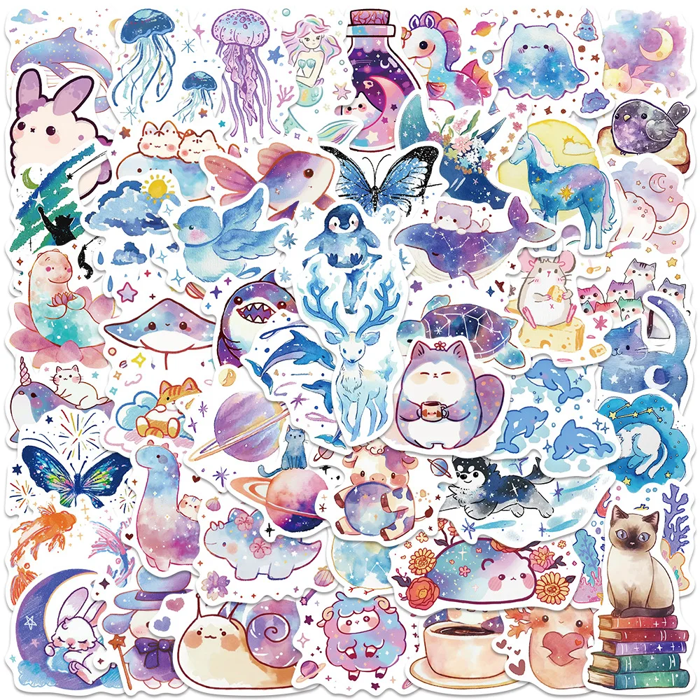 

50Pcs Fantasy Starry Sky Animal Stickers Aesthetic Decals For Phone Laptop Suitcase Notebook Skateboard Waterproof Sticker