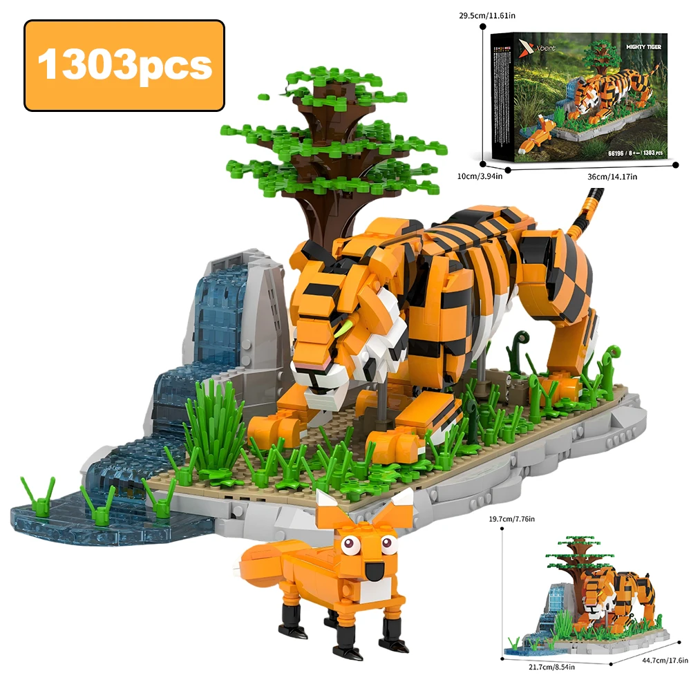 

1303PCS King of the Forest Tiger Model Building Blocks MOC Creative Technical Animal Bricks Educational Toy for Adults Kids Gift