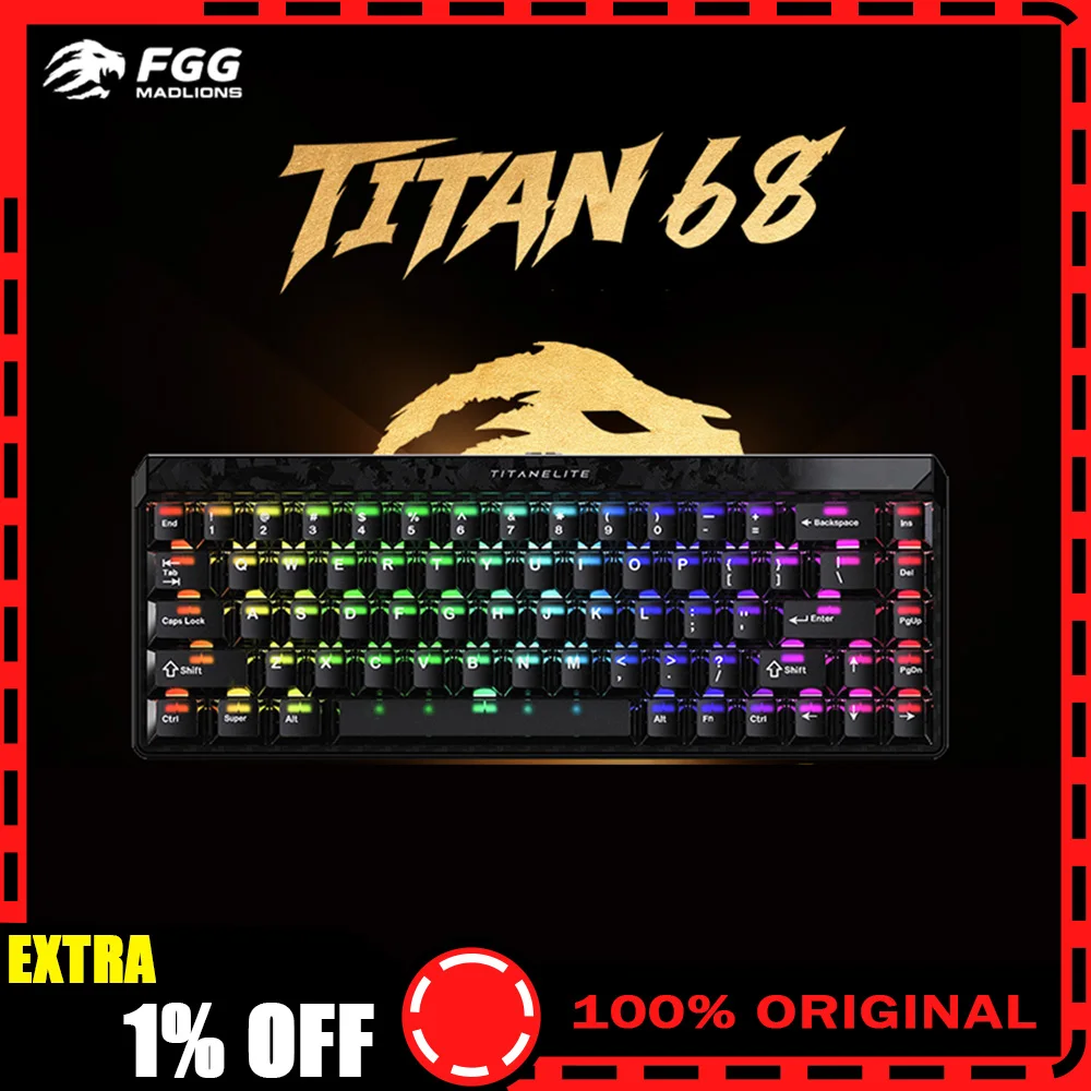 

FGG Madlions TITAN68 Turbo ESports Hall Effect Keyboard Wired Magnetic Switch Gaming Keyboard 8000Hz RT0.001mm PC Accessories
