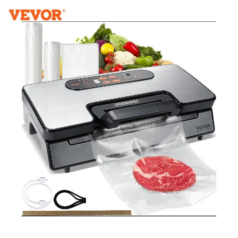 

VEVOR 90Kpa 130W Vacuum Sealer Food Packaging Machine with Free 10pcs Vacuum bags for Household Kitchen Vacuum Food Sealing