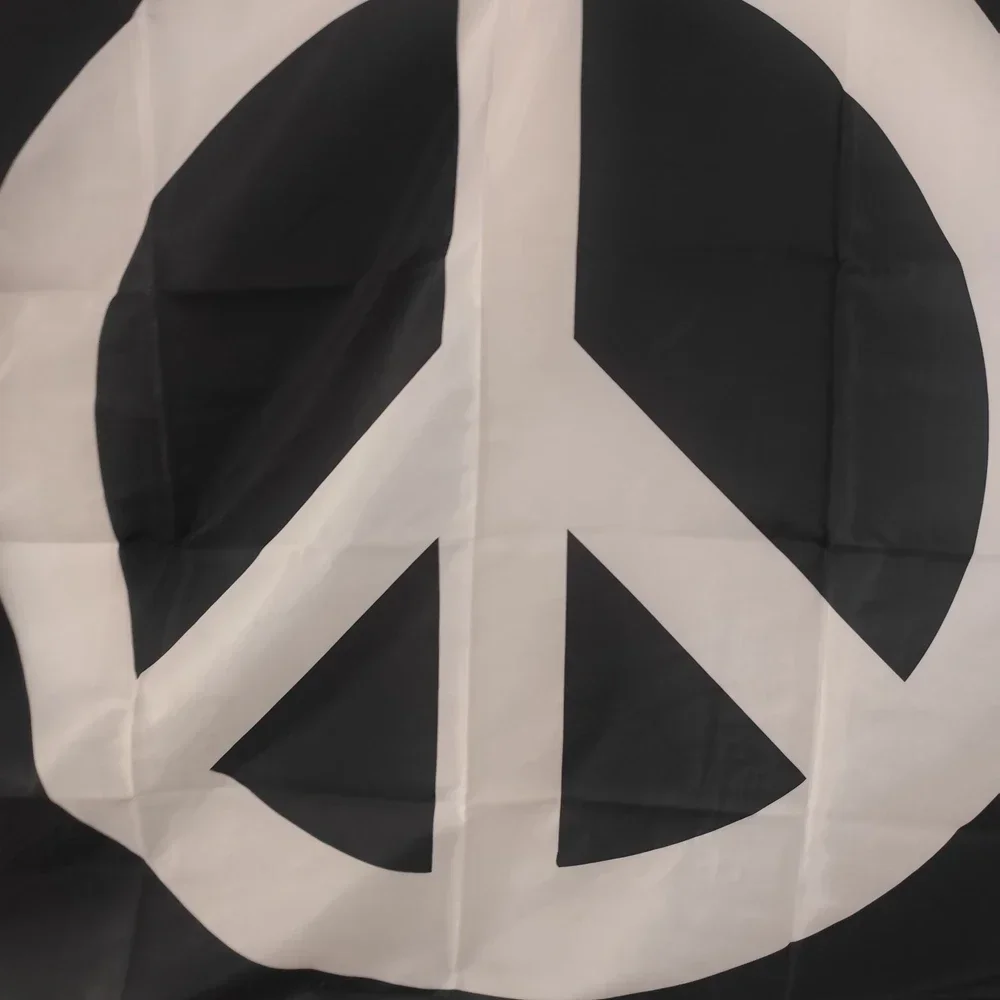 Peace Flag 90x150cm Large Black Polyester Outdoor Hanging Banner for Wall Decor Garden Festivals Durable with Brass Grommets