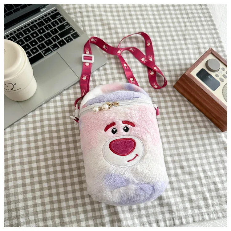 Nuovo orso fragola carino peluche perla borsa a secchiello borsa a mano per ragazza cartone animato nuove borse a mano per borsa a tracolla per studentessa morbida