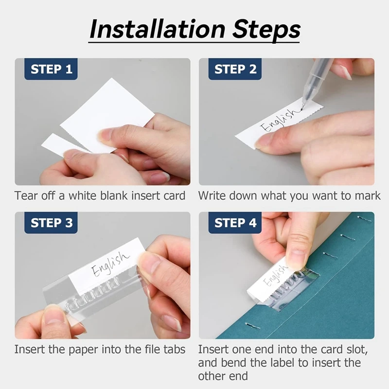 File Folder Tabs, 100 Sets Hanging File Folder Labels 2Inch Plastic Tabs And Inserts For Hanging File Folders
