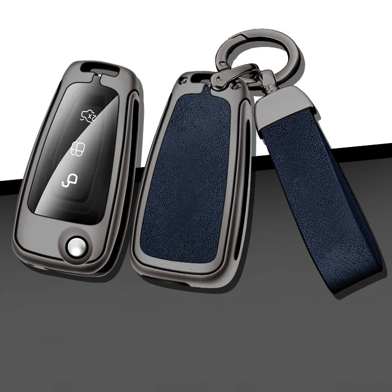 

Металлический кожаный чехол для автомобильного ключа для Ford Ranger C-Max S-Max Focus Galaxy Mondeo Transit Tourneo пользовательские аксессуары для экопорта