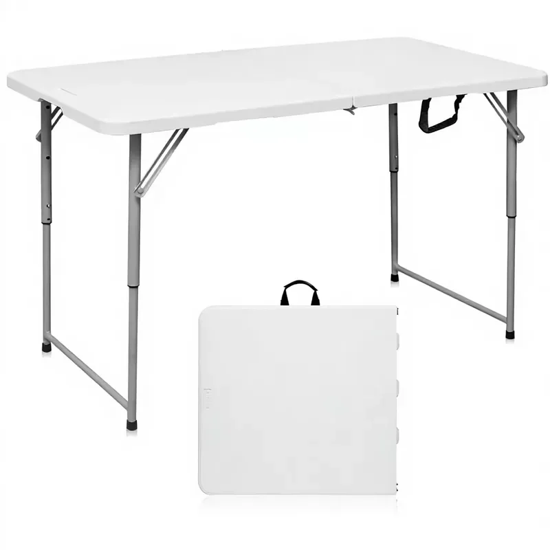 for Byliable 4 Foot Portable Heavy Duty Plastic Fold in Half Adjustable Height Folding Table with Carrying Handle Outdoor