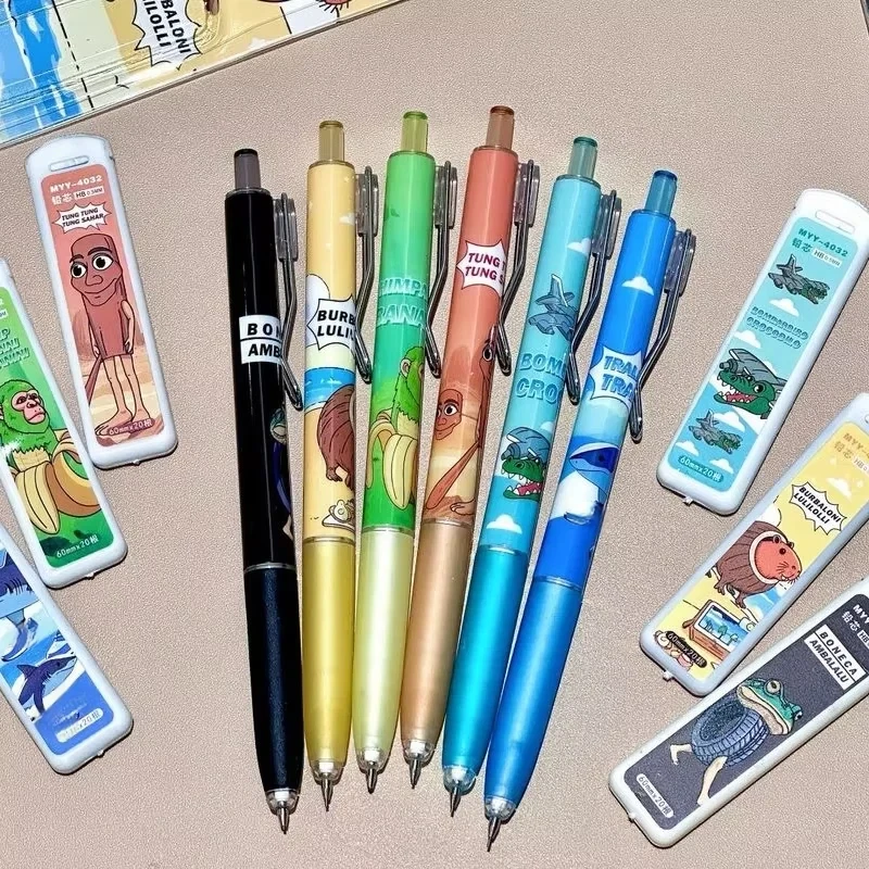 4/24 قطعة قلم رصاص النشاط الكرتون الإيطالية Brainrot Ai الحيوانات Tingtungsahur Tralalelotralala طالب حلق قلم رصاص ميكانيكي #3