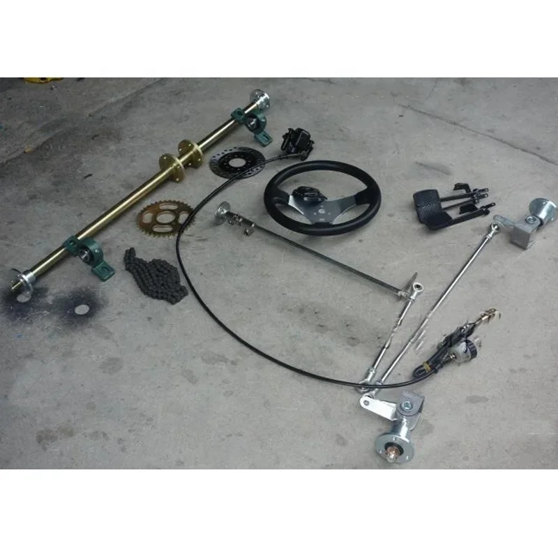 Drift 4 Wheel Electric Motorcycle 168CC Kart Accessories Modification Front Steering Rear Suspension Brake 5 Inch Sliding Tire