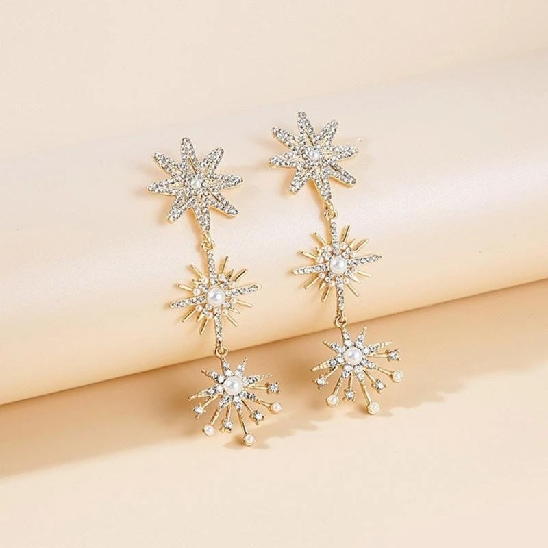 Circle Earrings Starry Sky Metal Ring Earrings Women'S New Style Light Luxury Simple And Niche Design Earrings