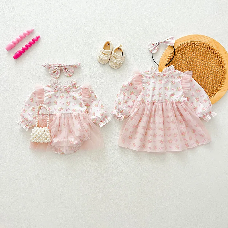 

New Baby Clothes Autumn and Spring Pink Dress Girls Sweet Long Sleeve Fashion and Cute Kids Outwear Skirt