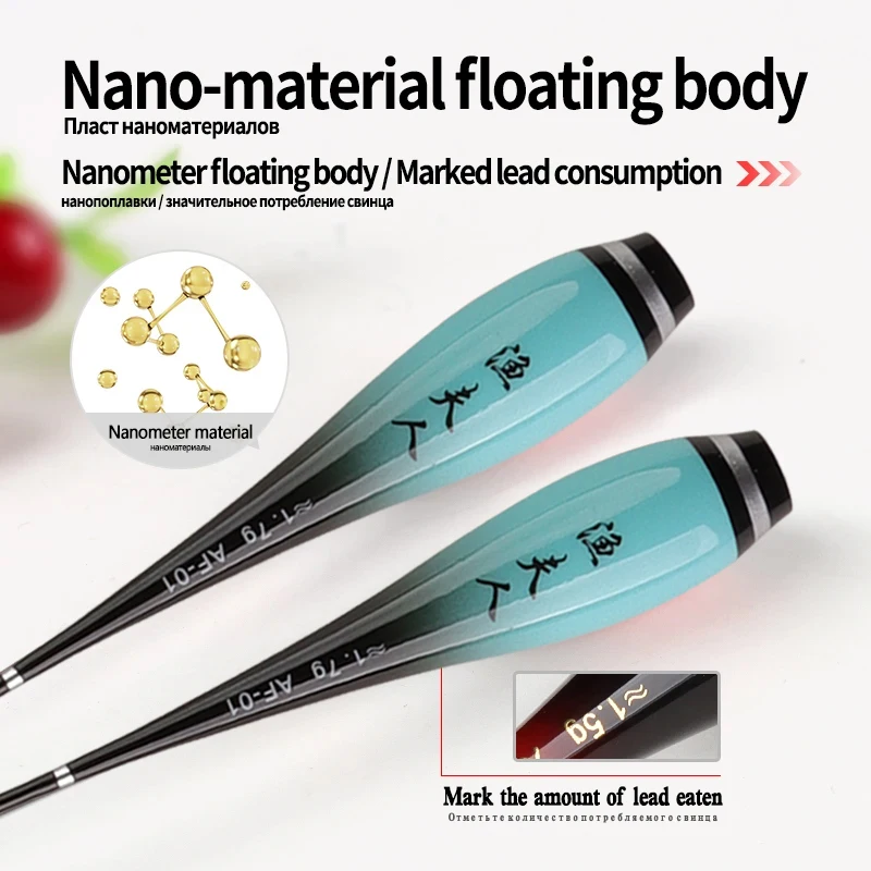 3 قطعة نانو تعويم الجسم تعويم القدم + 3 قطعة أنابيب + 1 خطاف حقيبة + 1 تعويم الراحة مضيئة العوامة لا الذيل لا CR425 بطارية أدوات الصيد معالجة