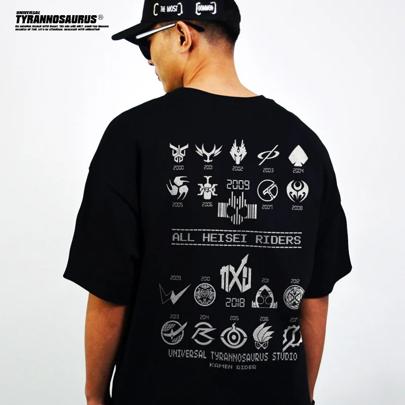 Camiseta japonesa con foto especial de Kamen Rider, camiseta holgada de calle americana para hombres y mujeres, cómoda