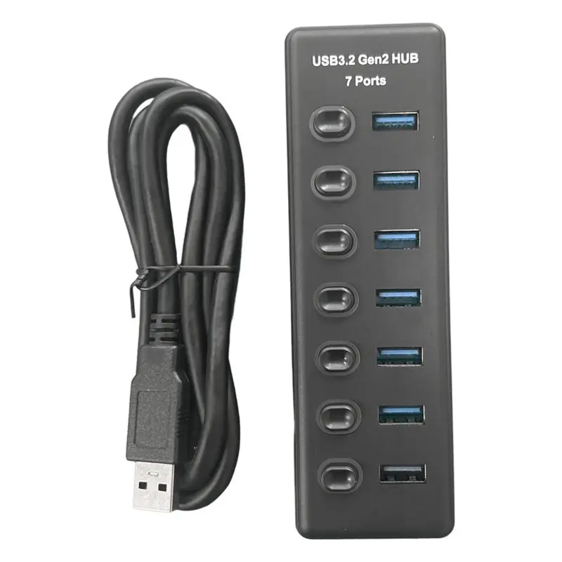 t23c-hub-usb32-gen2-de-7-puertos-10gbps-con-interruptor-individual-indicador-led-y-adaptador-de-corriente-enchufe-estadounidense
